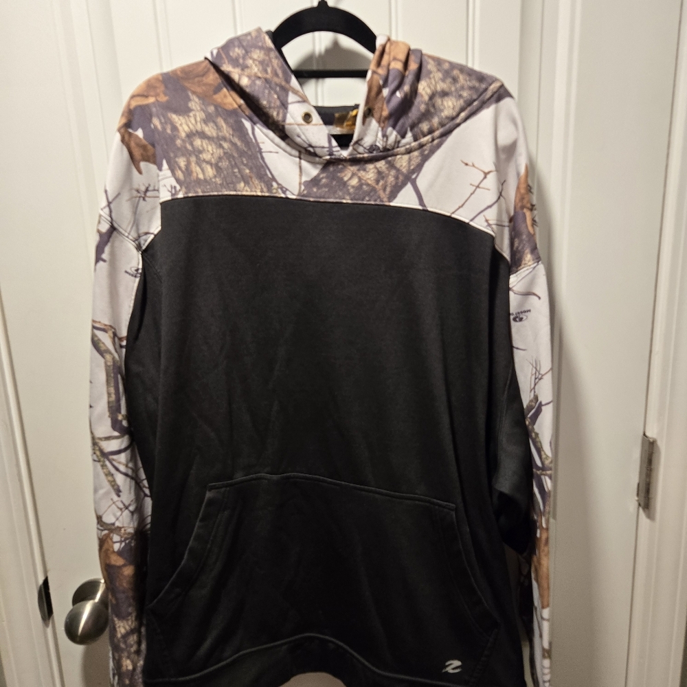 Men's Energy Zone Black and Mossy Oak Camouflage Hoodie Size 2XL - Picture 3 of 6